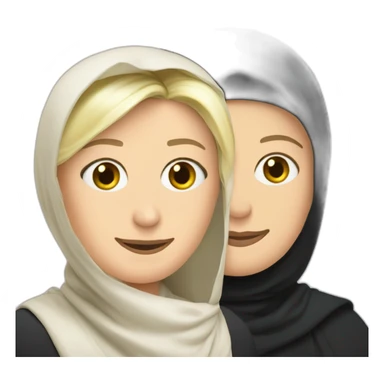 marine le pen with a muslim veil sticker