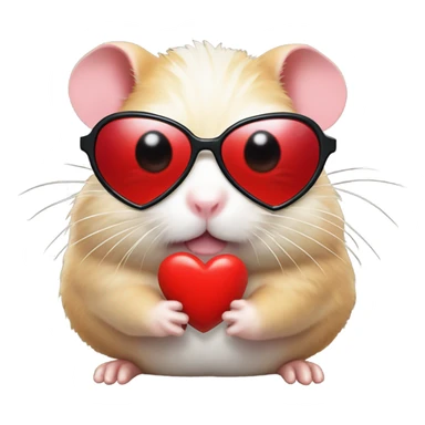  hamster with red heart sunglasses and poop emoji sticker