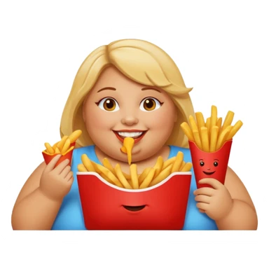 Fat Girl munching fries sticker