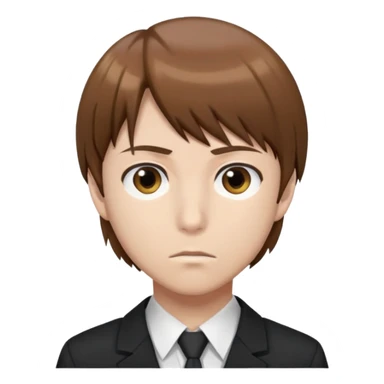 Light Yagami from Death Note, brown hair, serious expression, wearing a school uniform sticker