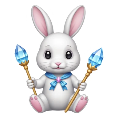White bunny with wand and with cristals sticker