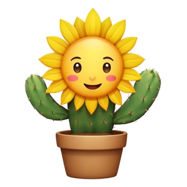 Cute cactus with happy sun sticker