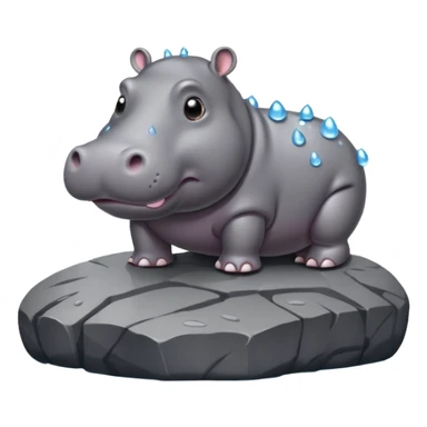 hippo on rock sticker