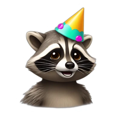 Raccoon with party hat sticker