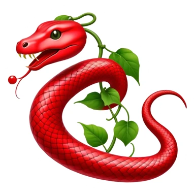 Japanese snake gourd (Karasu Uri) with distinctive bright red fruit and green leaves, traditional Japanese folk motif sticker