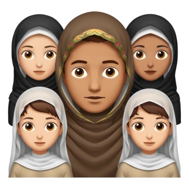 1 man with short hair and 4 veiled women sticker