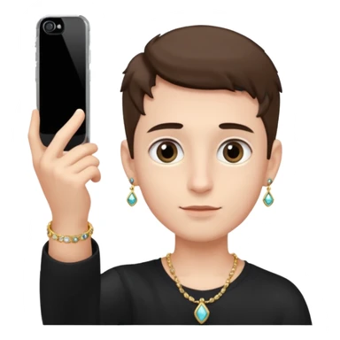 boy taking a selfie with jewelry small eyes sticker