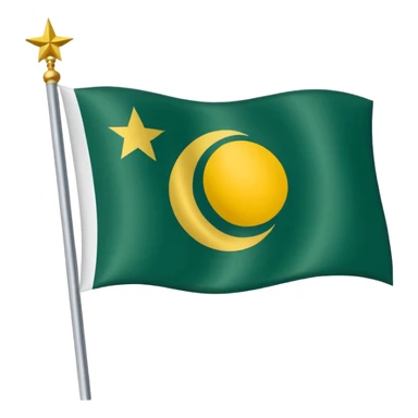 Flag of the actual Azad Kashmir with yellow stripes,green background and white moon and star sticker