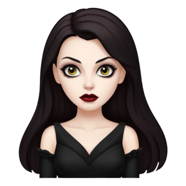 Vampira with long dark brown hair sticker