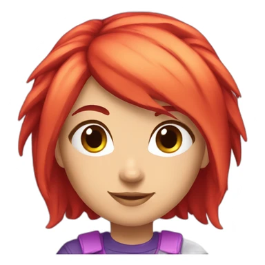 gamer girl with red and purple hair cute sticker