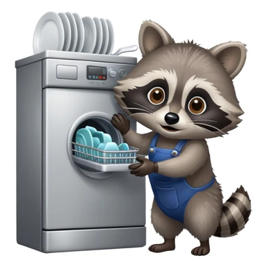 Raccoon loading dishwasher  sticker