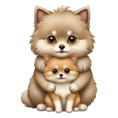 Cat manul and dog Pomeranian cute hug sticker