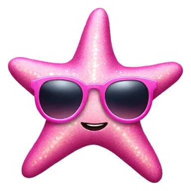 pink glittery starfish with glasses  sticker