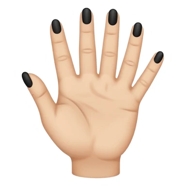 emoji icon of a human hand, slightly clenched, Each3 of 5 finger has a small black minimalist tattoo: 8 on the first finger, 1 on the middle finger, 2 on the third finger. Simple thin line tattoos, no shading. Flat emoji style, simplified hand shape, neutral skin tone, clean outlines,  sticker