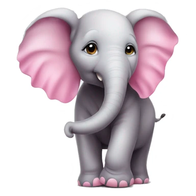 Elefante bebe sencillo con ojos tiernos color rosado que tenga un pincel en las manos  sticker