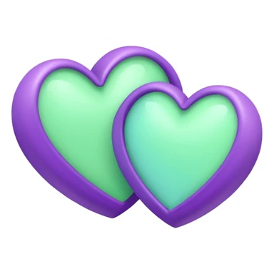Two-hearts-coloured-light-pastel-shade green color and purple sticker