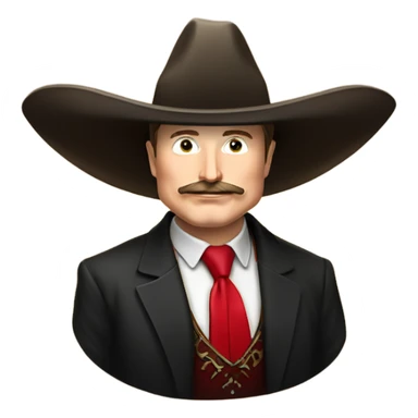  Elon musk with big mustache and black sombrero mexican hat and Tesla logo red shirt Tesla symbol coin sticker