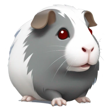 Fuzzy grey Guinea pig with white patches and with dark red eyes  sticker