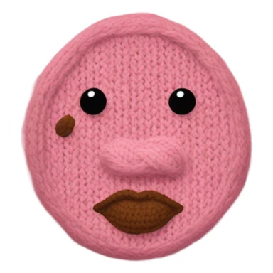 Knit sweater with cute lip patterned sticker