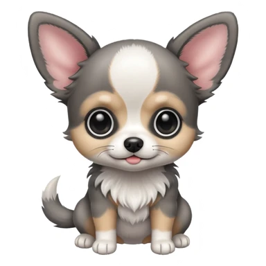 Grey - black -white baby Chihu dog sticker