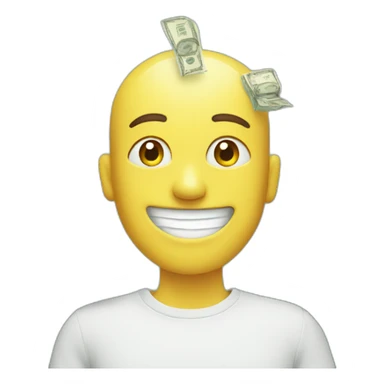 face smiling with money cash flying sticker