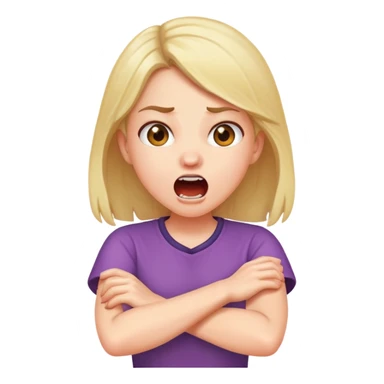 Girl yelling while crossing her arms sticker