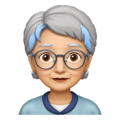 grandmother with glasses and gray hair, grizzle half body sticker
