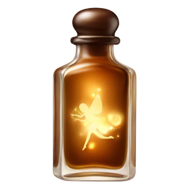 Brown magic fairy light sparkling old Antique oil perfume bottle with herbal and flowers sticker