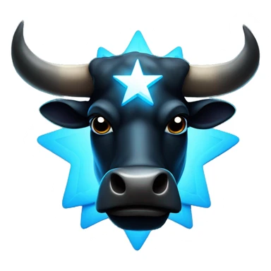 black bull head with a shining blue penta star on his forehead sticker