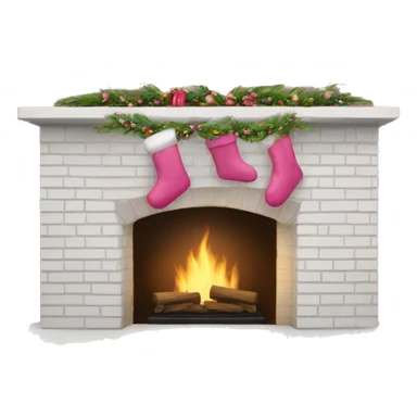 White brick fireplace with pink Christmas decor sticker