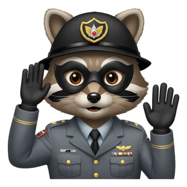 A raccoon giving a military salute sticker