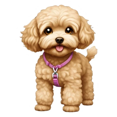 Brown Maltipoo ready for a walk with blonde girl sticker