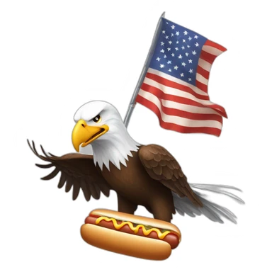 the most patriotic american image of bald eagle shooting guns and eating hot dogs ever sticker