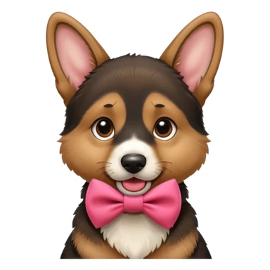 German shepherd puppy with a bow in the neck, like a gift. With the tonge out sticker