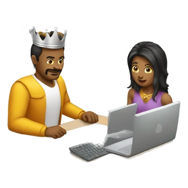 5 king people vs 1 customer with computer sticker