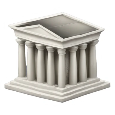 Emoji de edificio de banco: estructura clásica, columnas, puerta grande y símbolo de moneda o dólar sticker