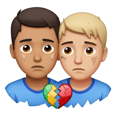gay couple breaking up with a shattered heart between them sticker