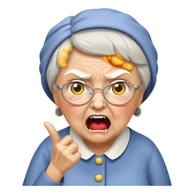 make me an emoji of an angry british granny yelling at a kid for pronouncing a word incorrectly sticker