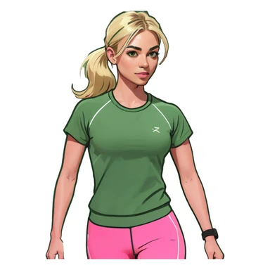 Blonde girl in Pink workout clothes walking sticker