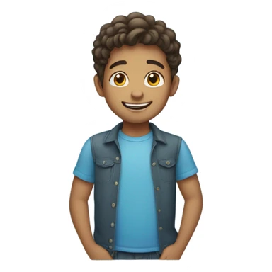 smiling boy in blue shirt sticker
