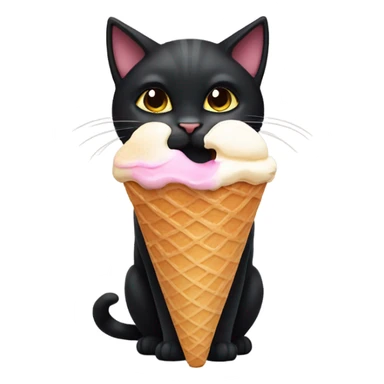 cute black cat eating ice cream cone sticker