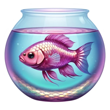 Baby pink beta fish in clear fish bowl sticker