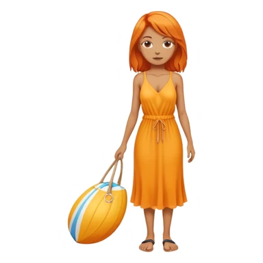 orange hair woman with beach outfit dress full body sticker