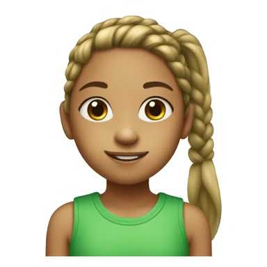 A girl 8 years old with a ponytail, favourite color green and freckles on it sticker