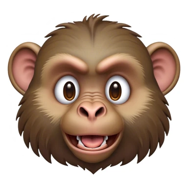 Cinematic Comical Baboon Portrait Emoji, Head tilted dramatically with an exaggeratedly amused expression, featuring a strikingly textured Fur of deep browns with wide, expressive eyes filled with playful disbelief, Simplified yet hilariously expressive features, highly detailed, glowing with a slightly sassy glow, high shine, dramatic yet playful, stylized with an air of cheeky mischief, bright and endearing, soft glowing outline, capturing the essence of a spirited and over-the-top baboon, so meme-worthy it feels like it could chatter its way into internet fame instantly! sticker
