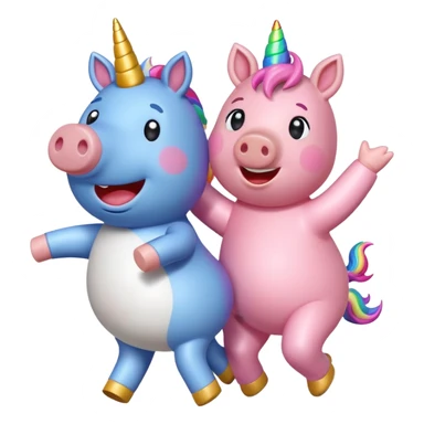 Pepa pig dancing with a unicorn  sticker