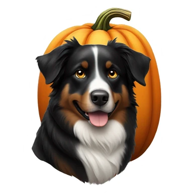 black australian shepherd dog in a pumpkin sticker