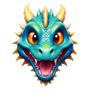 Cinematic Comical Dragon Portrait Emoji, Head tilted dramatically with an exaggeratedly amused expression, featuring a striking, glossy scaled body with bold, angular details and wide, expressive eyes brimming with playful disbelief; rendered with vibrant, lifelike textures and natural shadows, high shine, dramatic yet playful, styled with an air of cheeky mythical mischief, soft glowing outline, capturing the essence of a spirited and over‐the‐top dragon that looks ready to breathe fire into viral fame! sticker