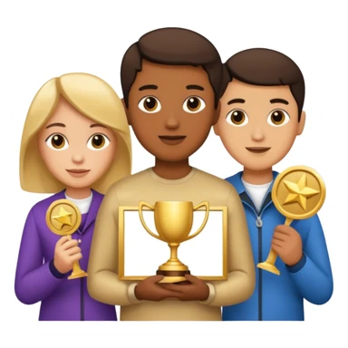 20 blue background awarrd with 3 people sticker