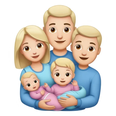 Mom dad twin babies (girl and boy) and a toddler (girl) happy family  sticker